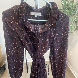 Loft Maroon Animal Print Dress with Tie Waist- Size 6P